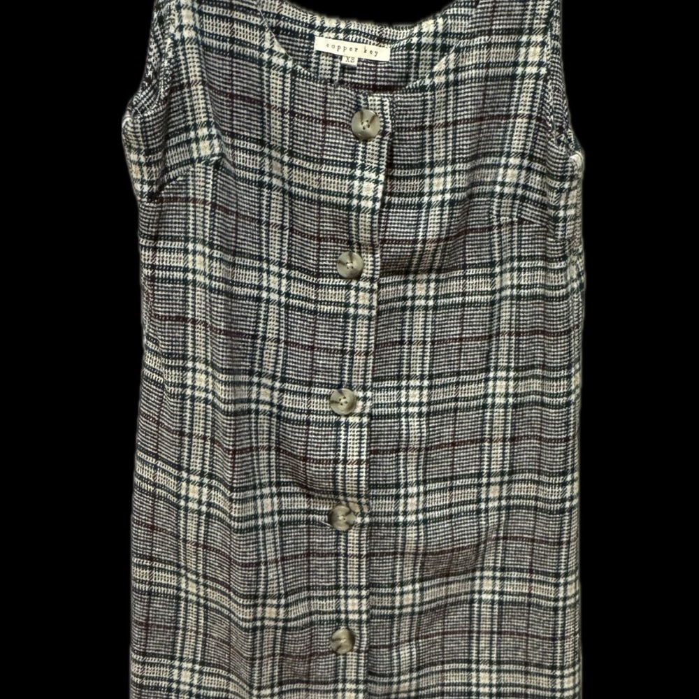 Copper Key Plaid Midi Dress - Black and White